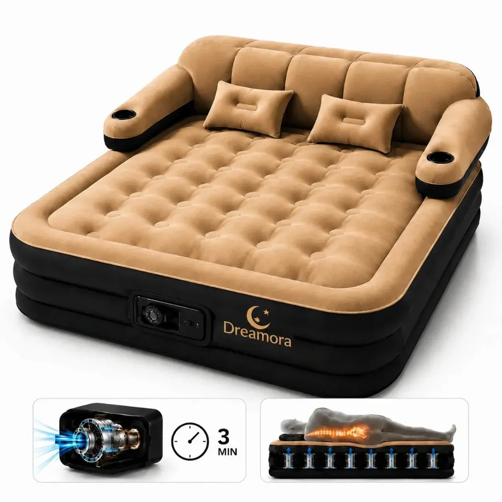 Dreamora queen inflatable mattress with electric pump